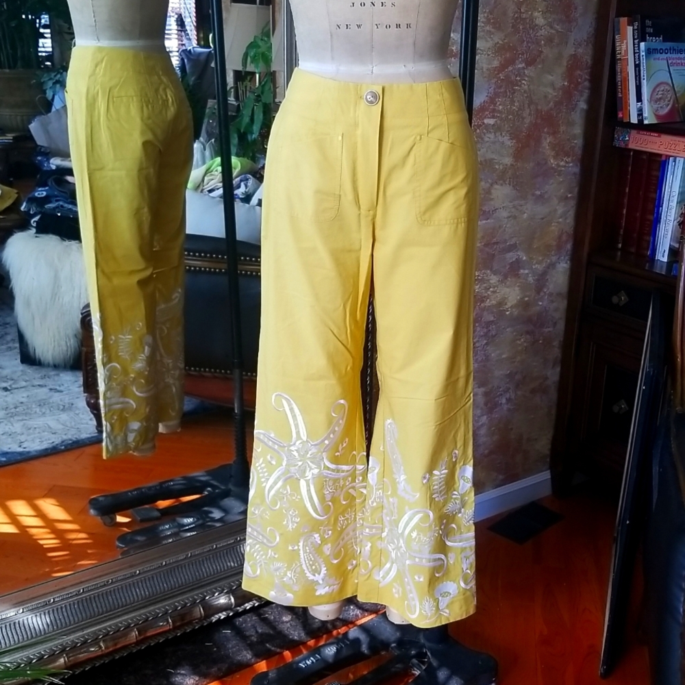 Anthropologie Embroidered Pants Gem